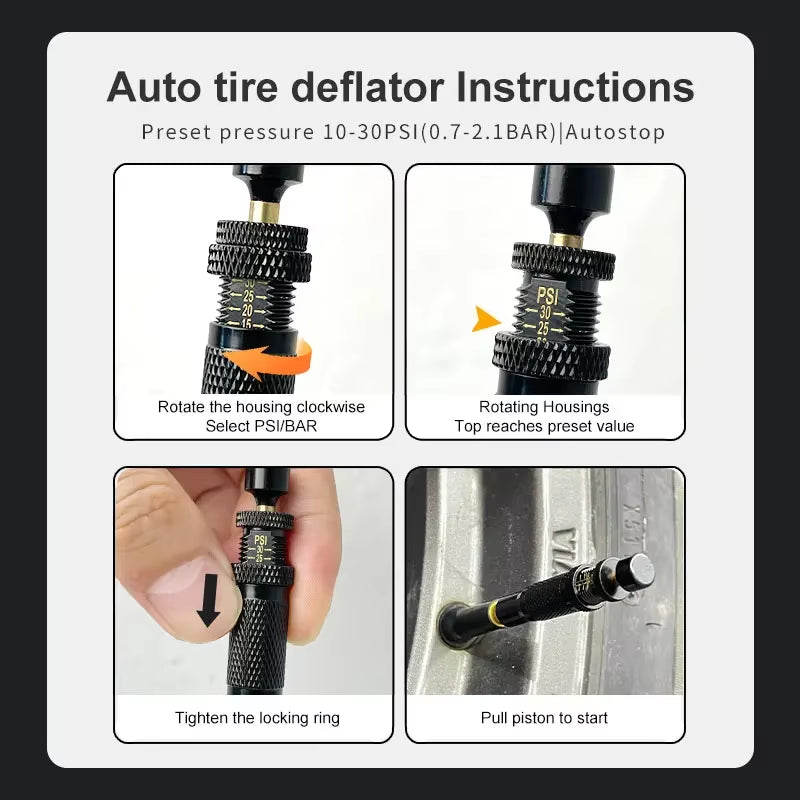 Auto-Stop Tire Deflator Kit, 4-Pack 10-30 PSI – image 6