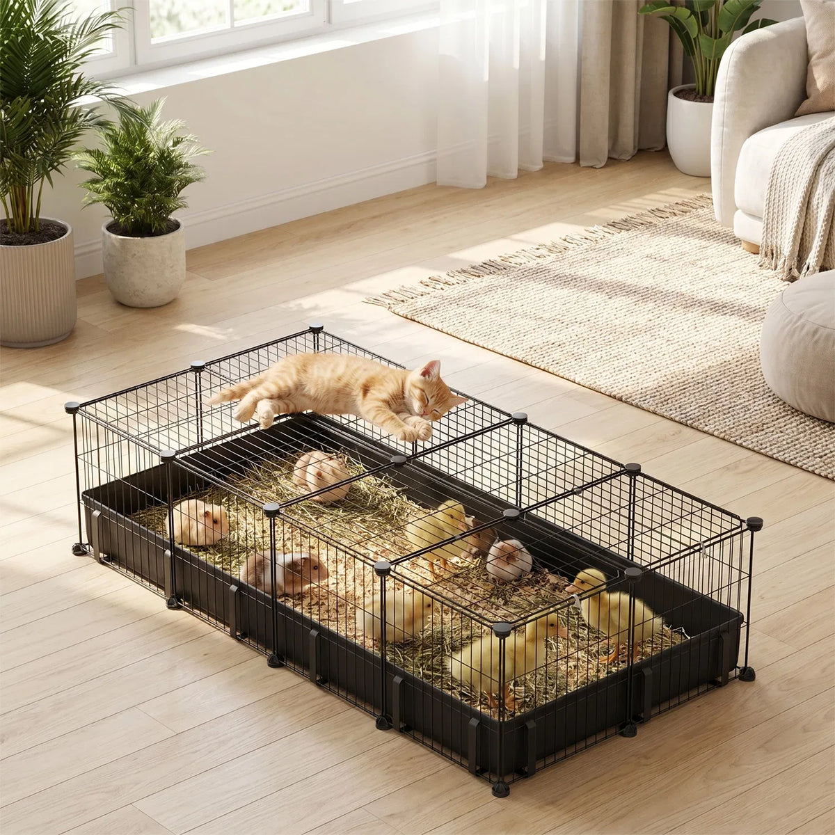 Guinea Pig Cage, 20-Panel DIY Small Animal Playpen with Floor Mat – image 11