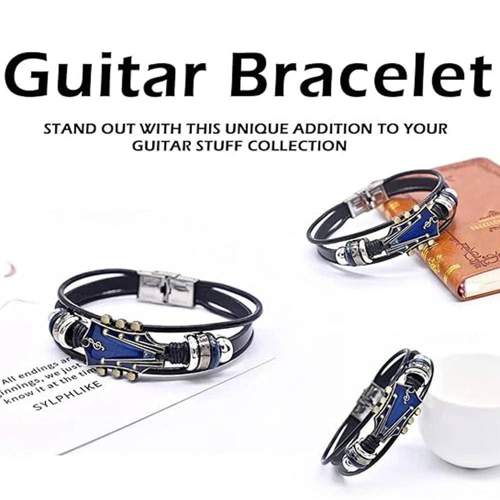 Leather Guitar Bracelet - Braided Multi-Layer Wrap for Musicians – image 5