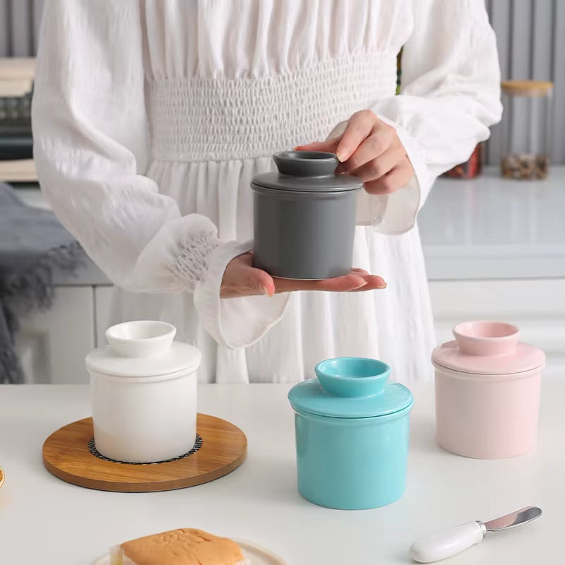 Ceramic Butter Dish with Lid – Round Countertop Butter Keeper – image 6