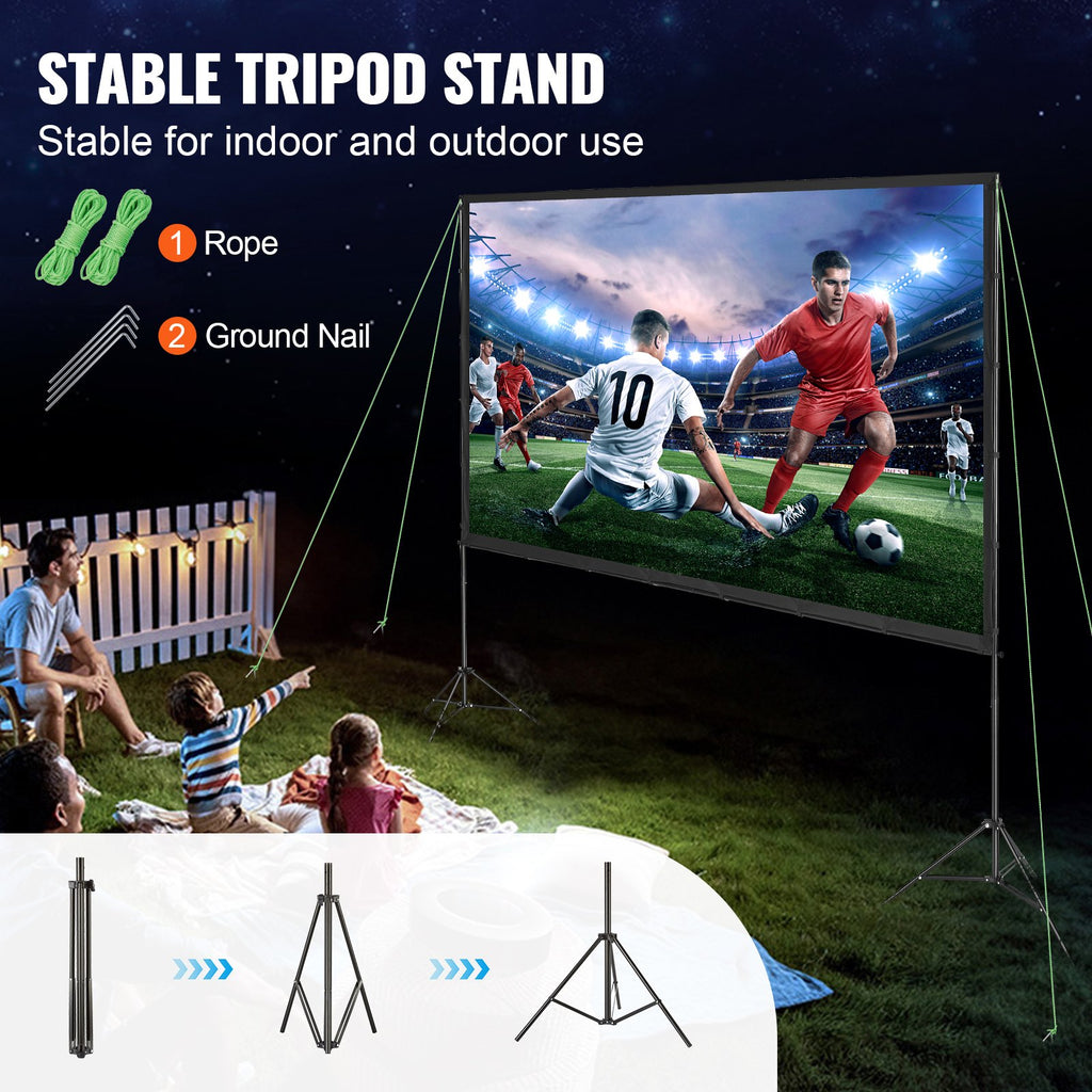 120 Inch Projector Screen with Stand, 16:9 Outdoor Movie Screen – image 5