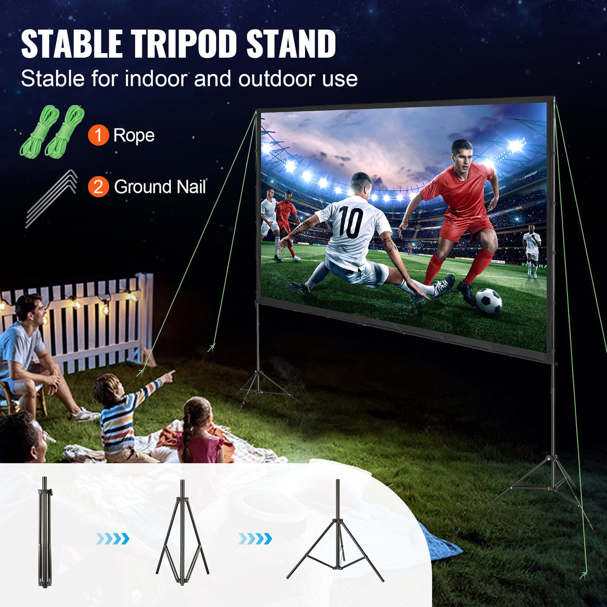 120 Inch Projector Screen with Stand, 16:9 Outdoor Movie Screen – image 5