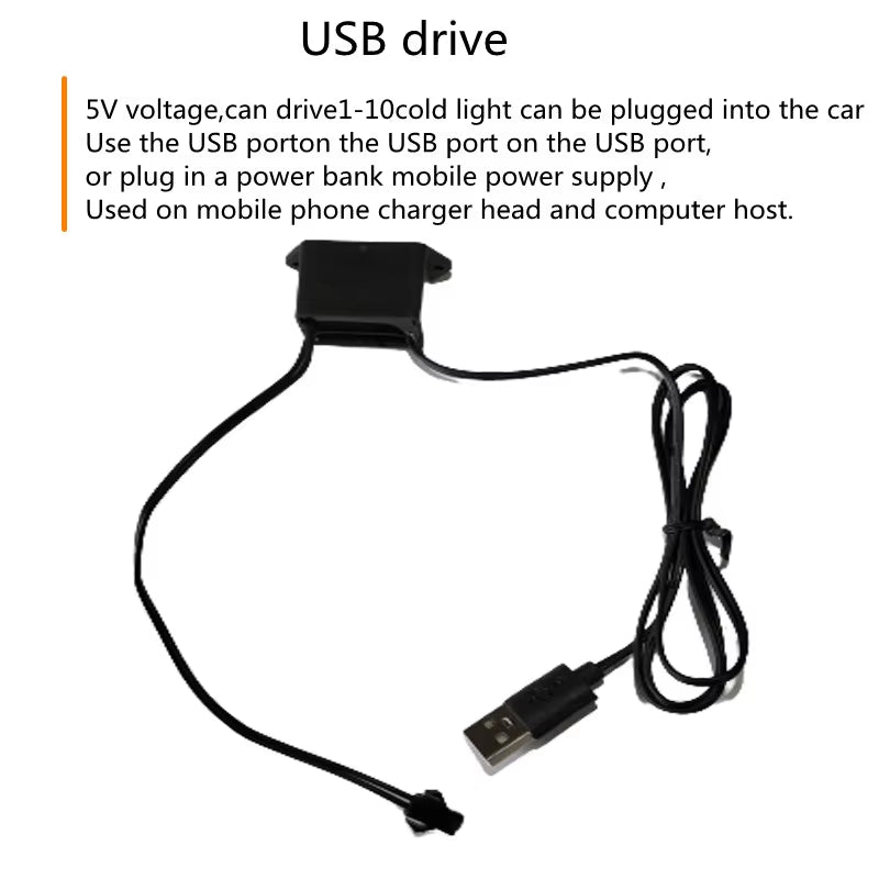 USB Car Interior Ambient Light Strip - Flexible Dashboard Neon EL Wire – image 6