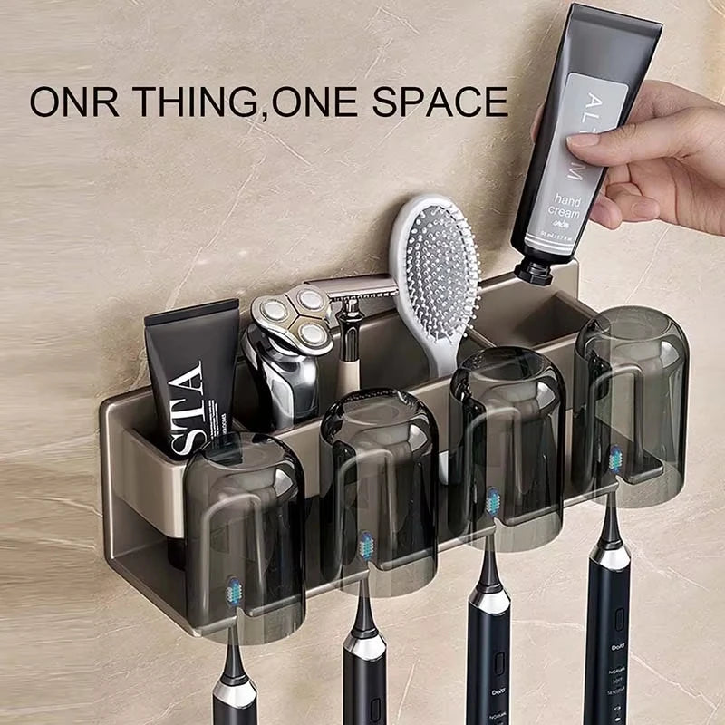 Toothbrush Holder - Wall-Mounted Aluminum Rack, Four-Person – image 4