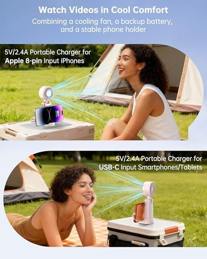 Handheld Personal Fan with Phone Stand, Foldable USB-C Mini Fan – image 3