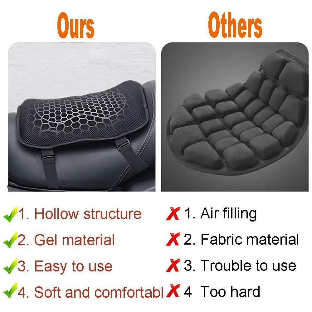 Motorcycle Gel Seat Cushion Honeycomb Breathable Pad – image 7
