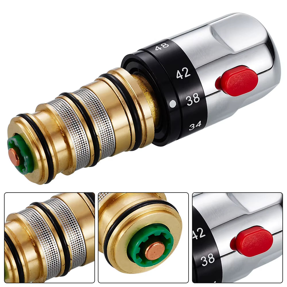 Thermostatic Mixing Valve Cartridge, Brass Anti-Scald Replacement – image 7