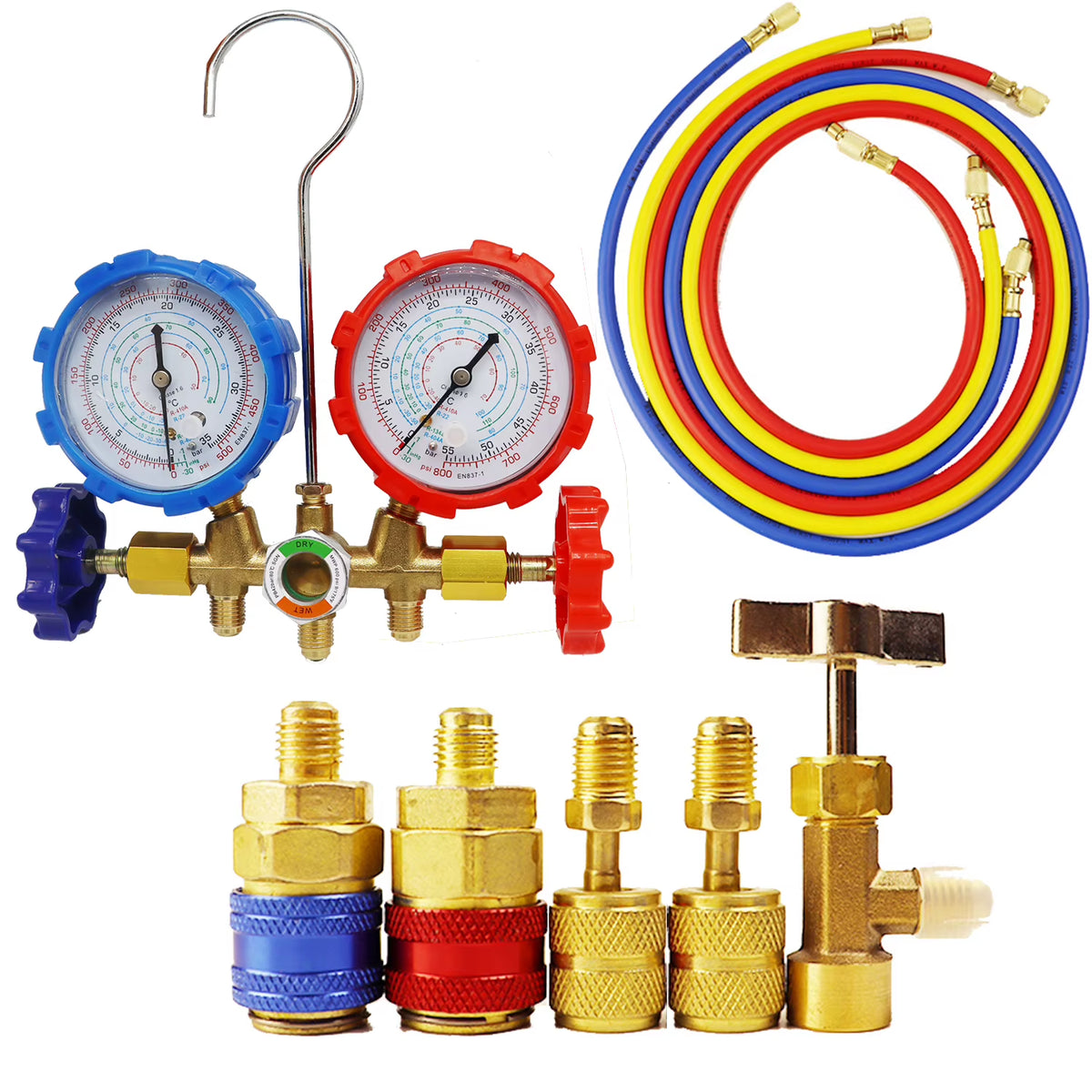 HVAC Refrigerant Manifold Gauge Set, R410A R22 R134A