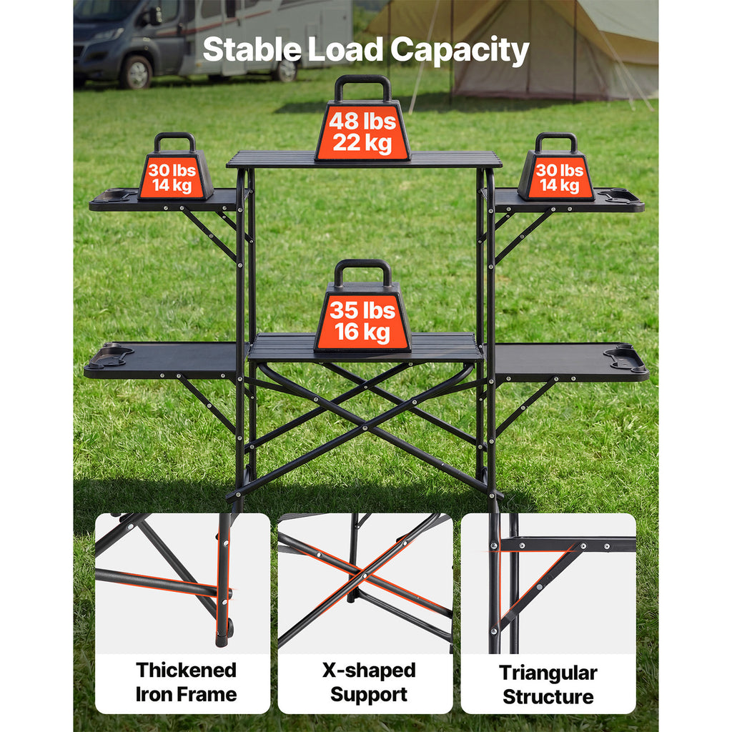 Camping Kitchen Table, Folding Cook Station with 4 Side Tables – image 4