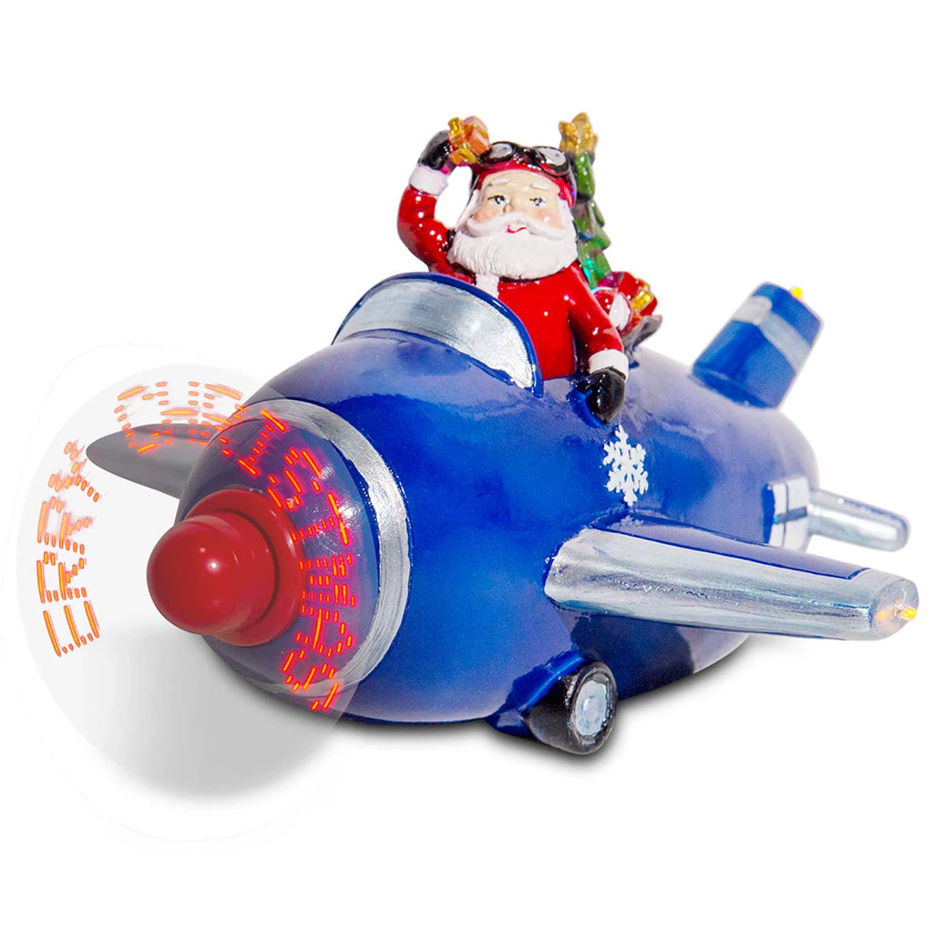 Light up Santa Airplane Merry Christmas Village Figurine