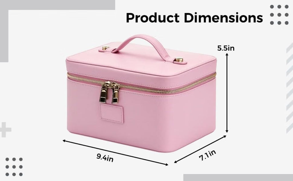 Travel Cosmetic Bag, Blush PU Leather Makeup Organizer with Dividers – image 5