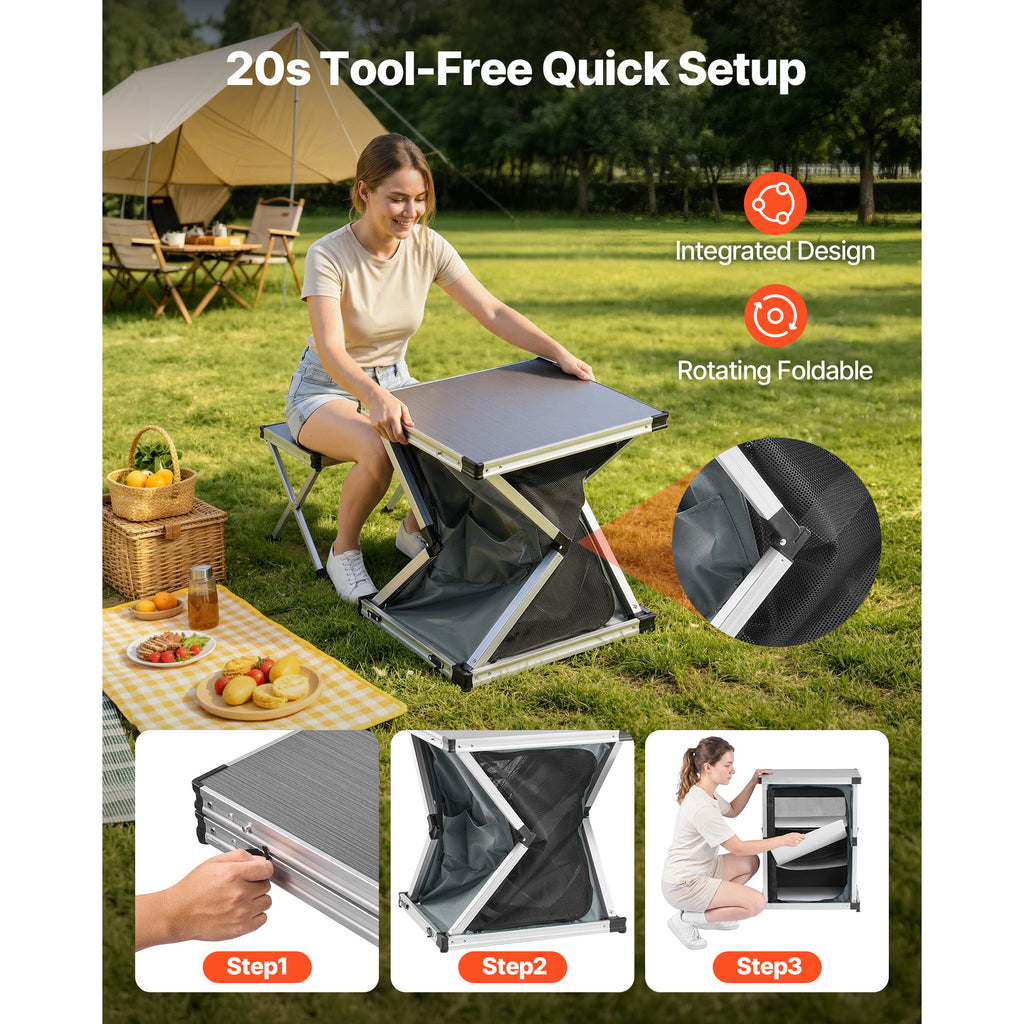 Folding Camping Cabinet, Aluminum Cook Station with 3 Shelves – image 3