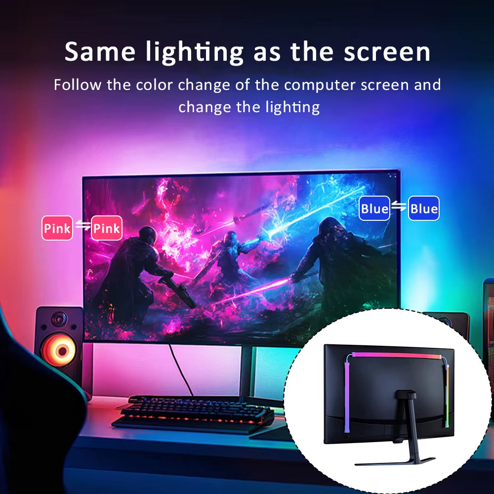PC Monitor LED Backlight Strip, RGBIC Screen Sync Light 24-34 in – image 2