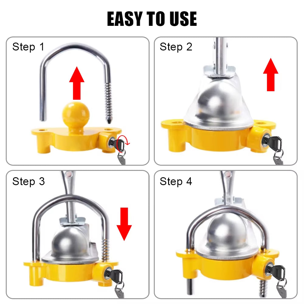 U-Shape Trailer Coupler Lock, Adjustable Anti-Theft Hitch Lock – image 7