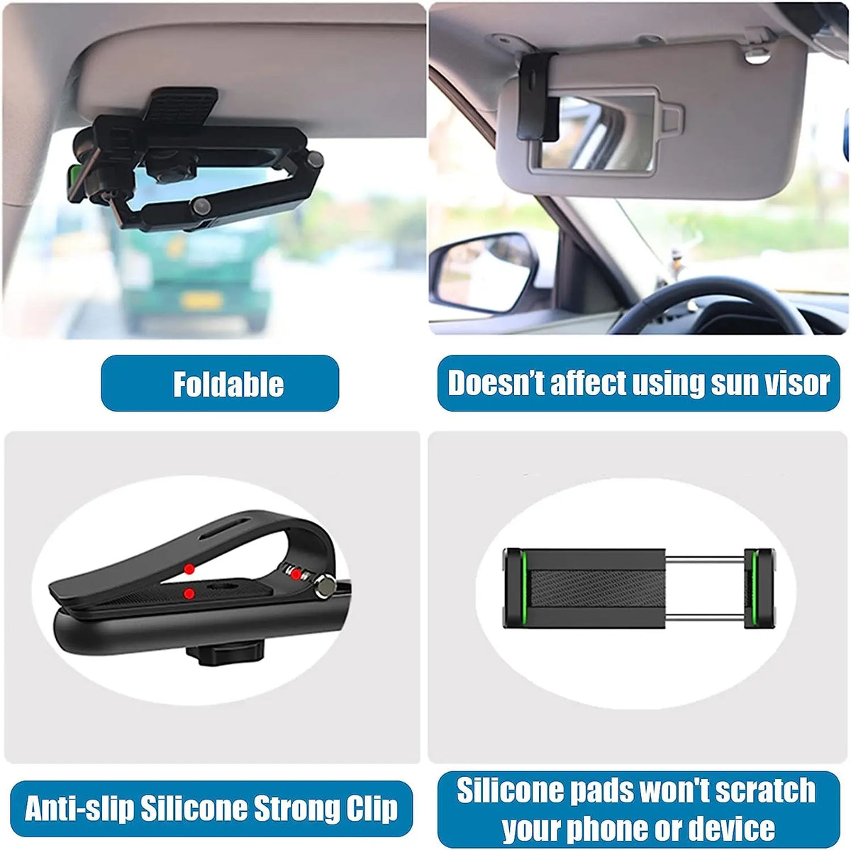 Sun Visor Phone Holder – 360° Rotating Clip Mount for Car – image 5