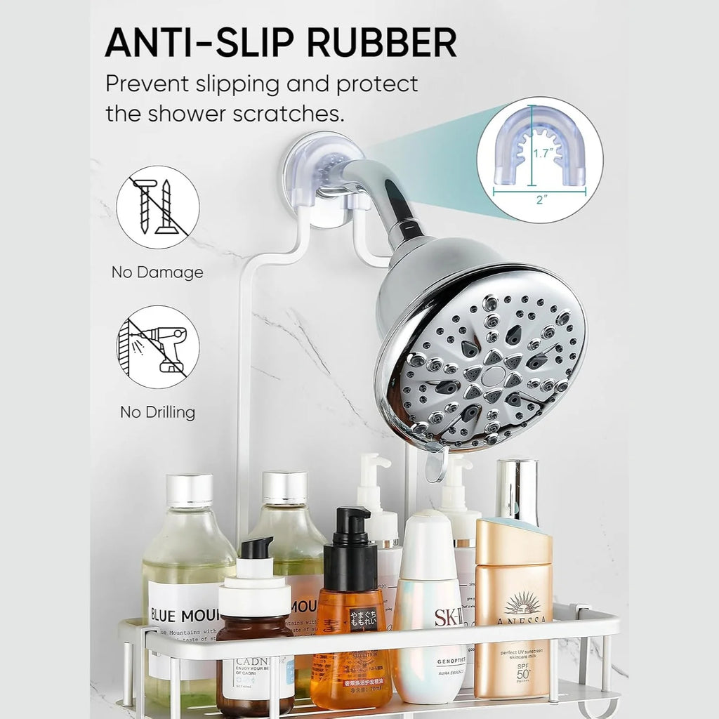 Hanging Shower Caddy, Anti-Swing Organizer with 4 Hooks – image 5