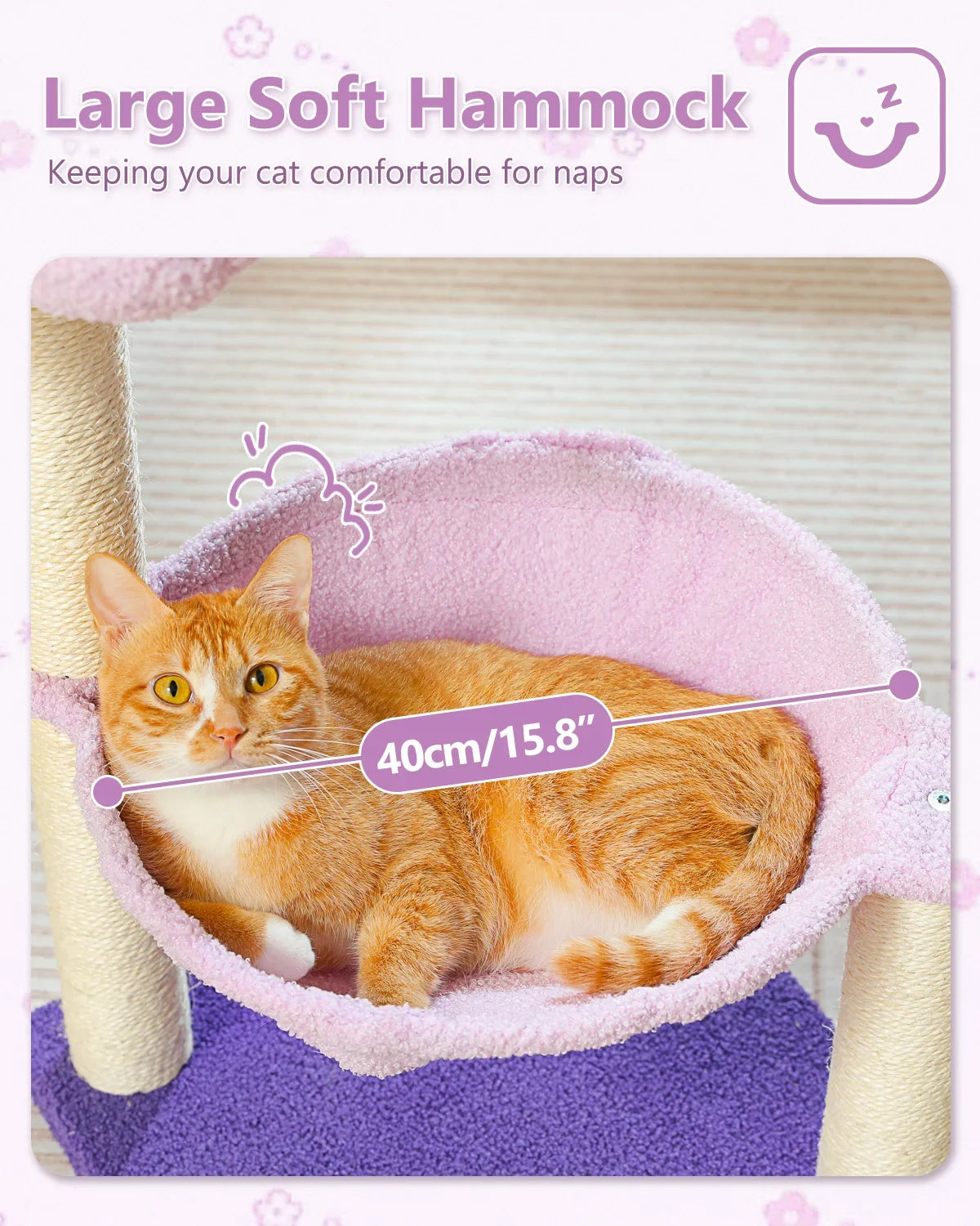 Flower Cat Tree with Large Hammock and Sisal Scratching Posts – image 10