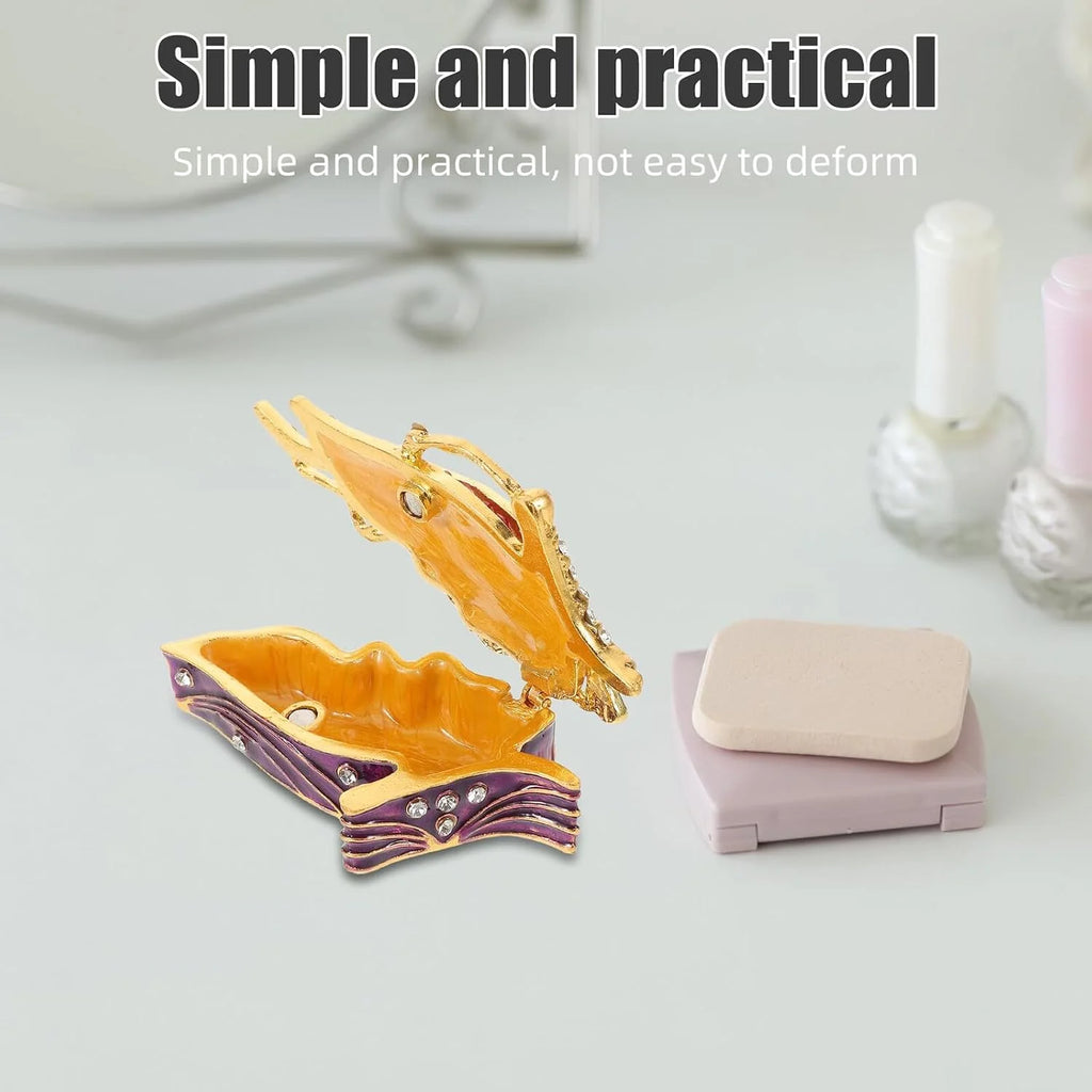 Butterfly Enamel Jewelry Box, Hinged Metal Trinket Box for Rings – image 5