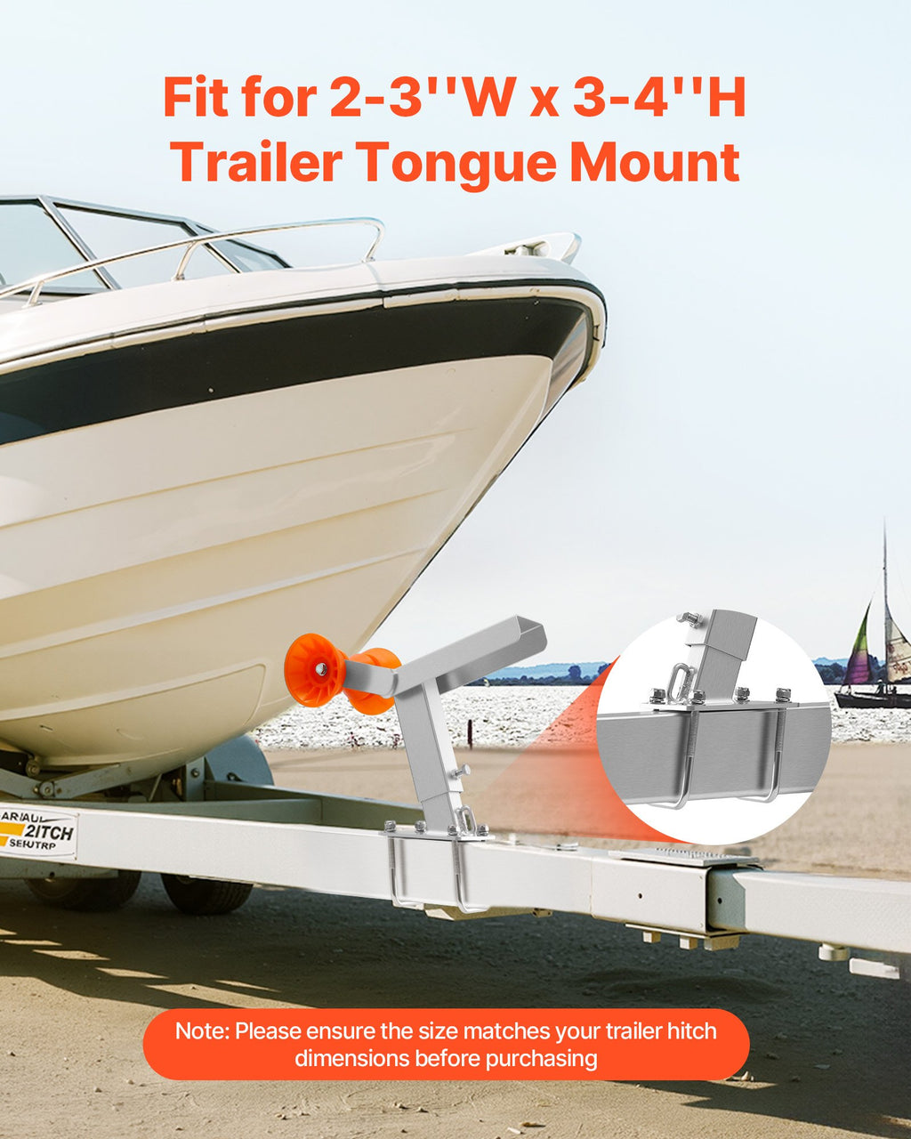 Boat Trailer Winch Stand with 5.1 in Roller, Adjustable Height – image 4