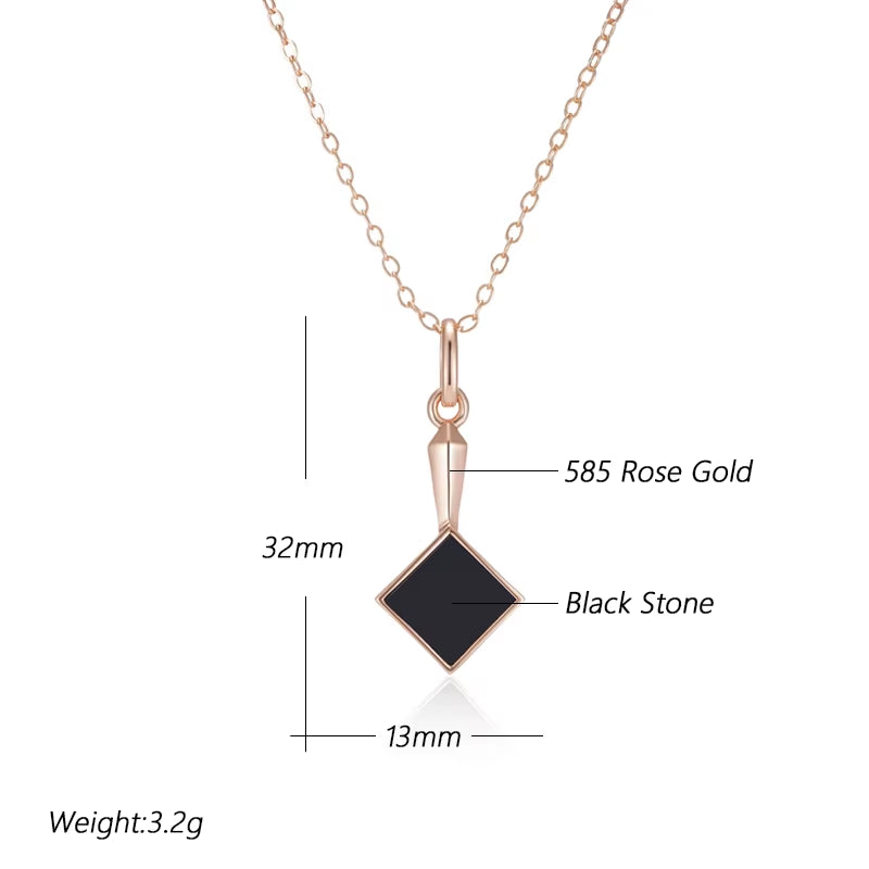 Black Stone Pendant Necklace - Rose Gold Tone – image 2