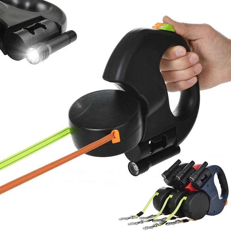 Dual Retractable Dog Leash 3M – Reflective No-Tangle Lead