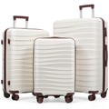 3-Piece Hardside Luggage Set, 20/24/28 in Spinners, Ivory and Brown – image 1
