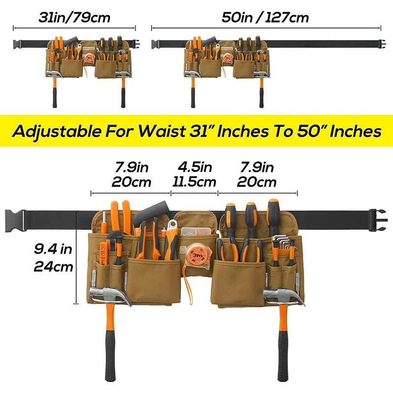 Tool Belt, Adjustable 900D Oxford Cloth with 19 Pockets – image 2