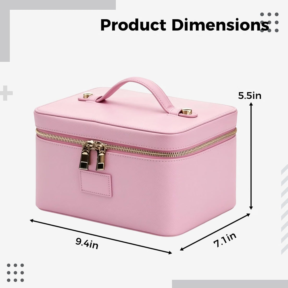 Travel Cosmetic Bag, Blush PU Leather Makeup Organizer with Dividers – image 3