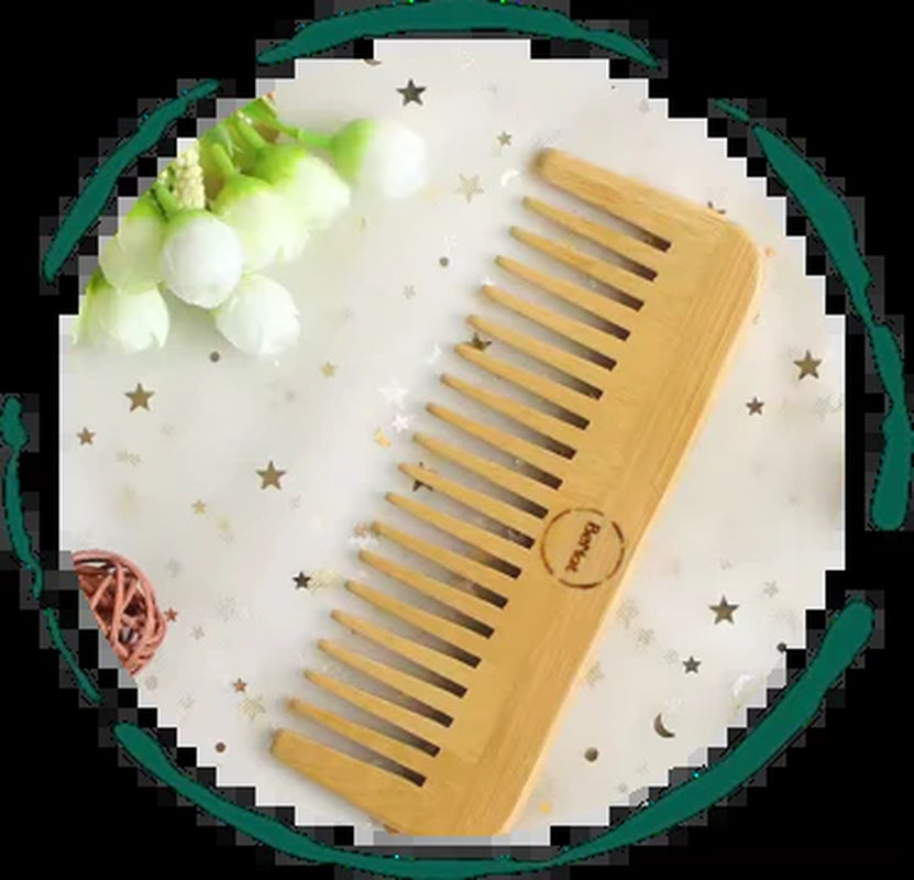 Bamboo Hair Comb – Natural Wooden Detangling Comb – image 6