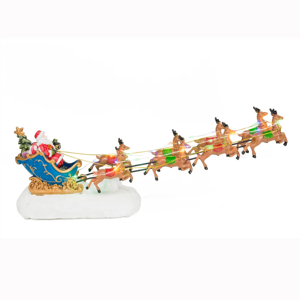 Musical Pre-Lit Santa Reindeer Sleigh Christmas Village Display