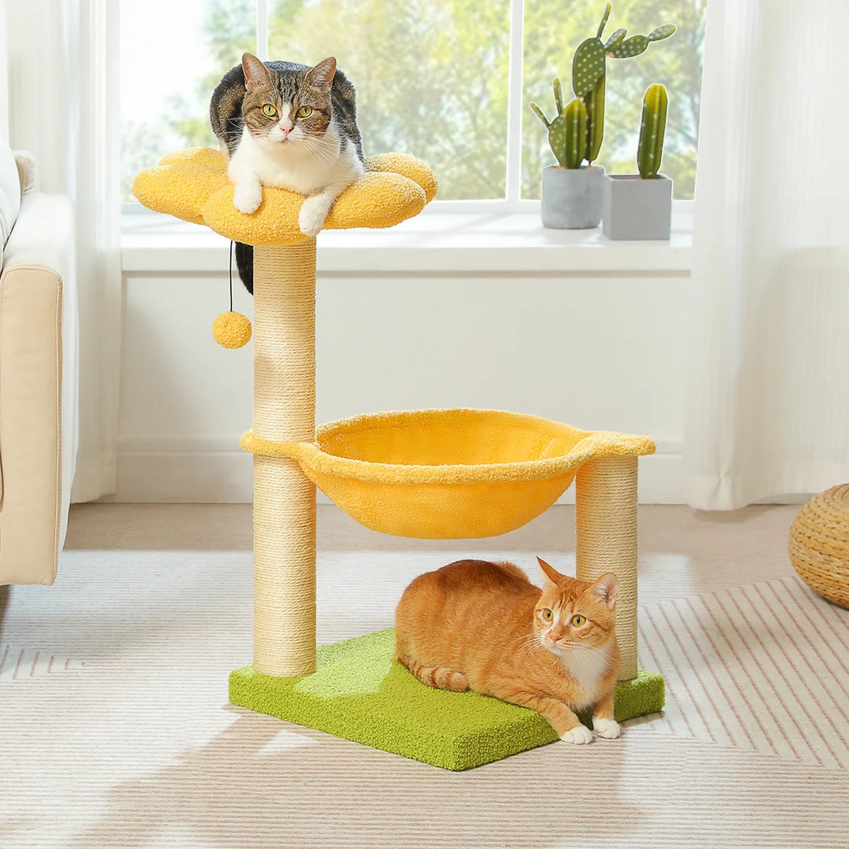 Flower Cat Tree with Large Hammock and Sisal Scratching Posts – image 2