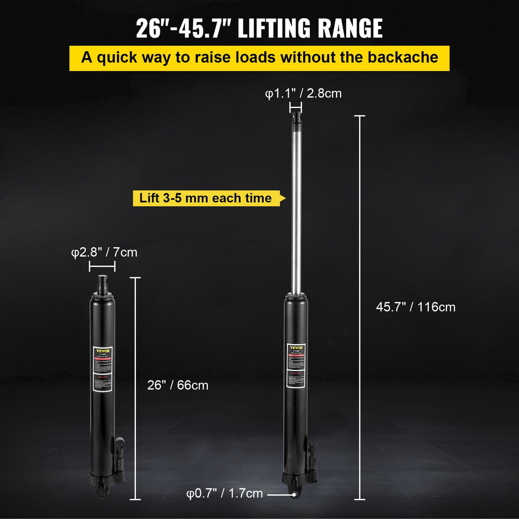 Long Ram Hydraulic Jack 3 Ton for Engine Hoist and Shop Crane – image 3