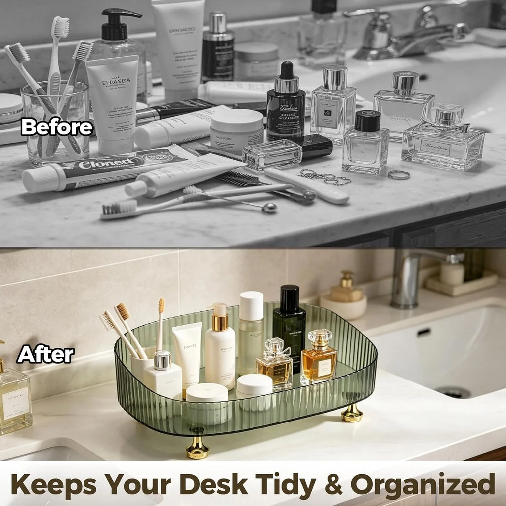 Vanity Organizer Tray - Green Slanted Tray with Gold Feet – image 2