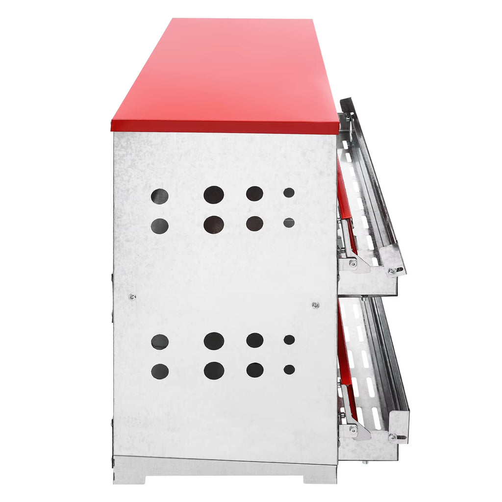 6 Hole Freestanding Galvanized Chicken Nesting Box with Perch Bar