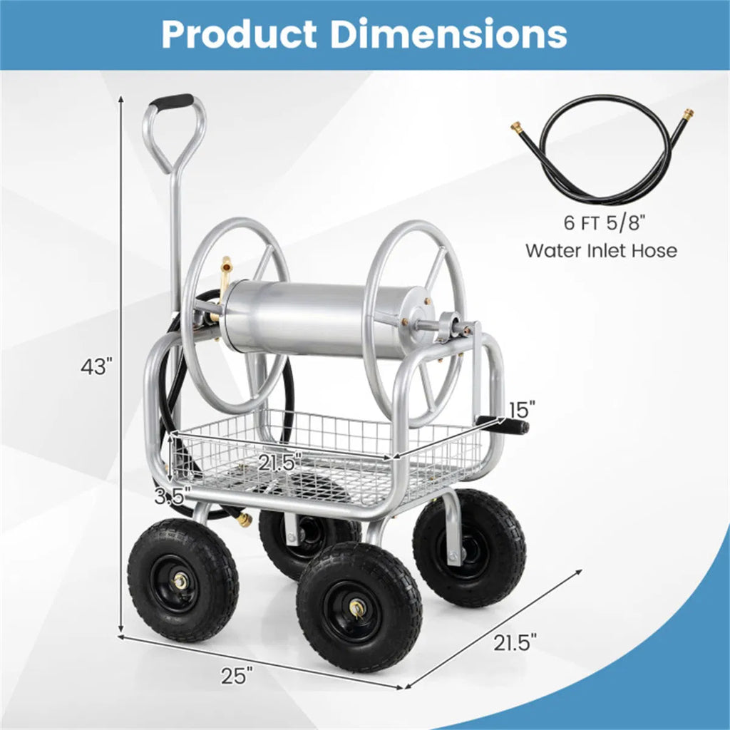Garden Hose Reel Cart Heavy Duty, 300 ft Capacity, 10 in Wheels – image 6