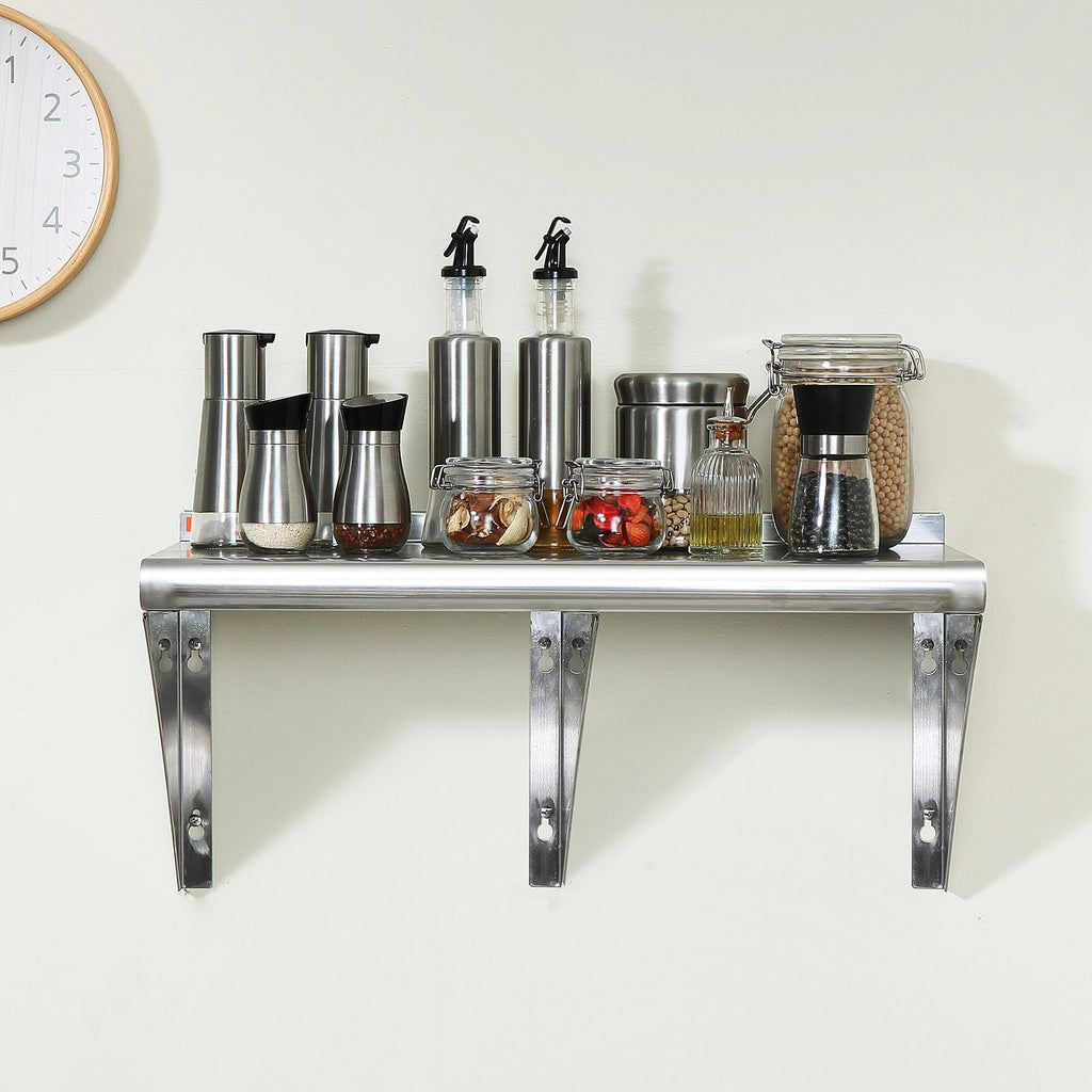 18 x 72 in Stainless Steel Wall Shelf with Brackets 500 lb – image 1