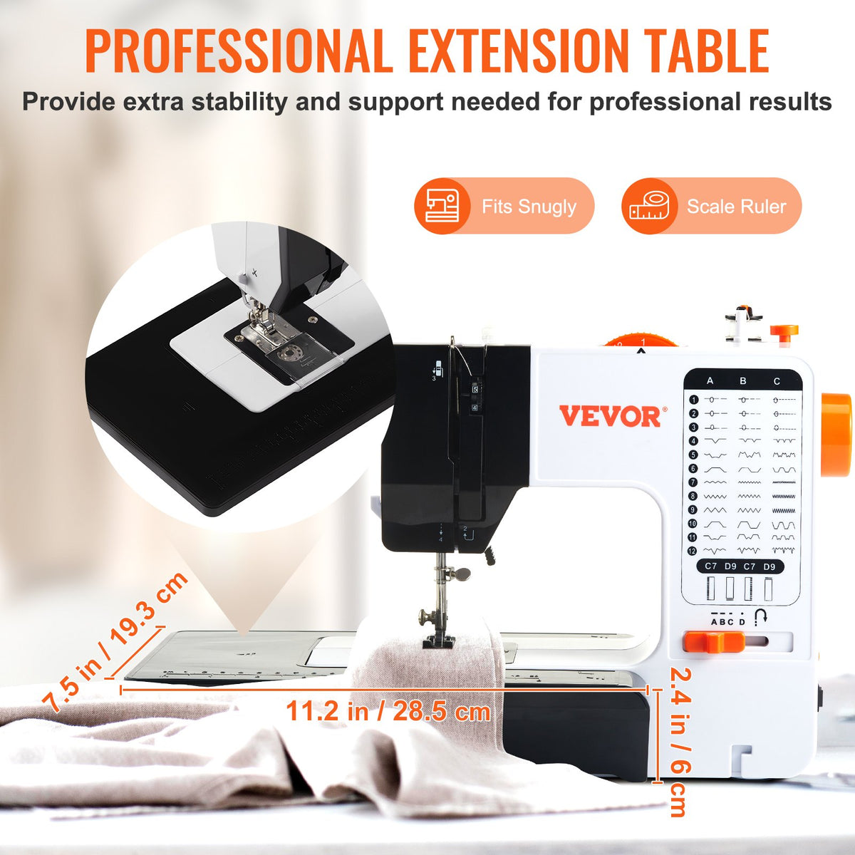 Portable Sewing Machine, 38 Stitches, Extension Table and Foot Pedal – image 4