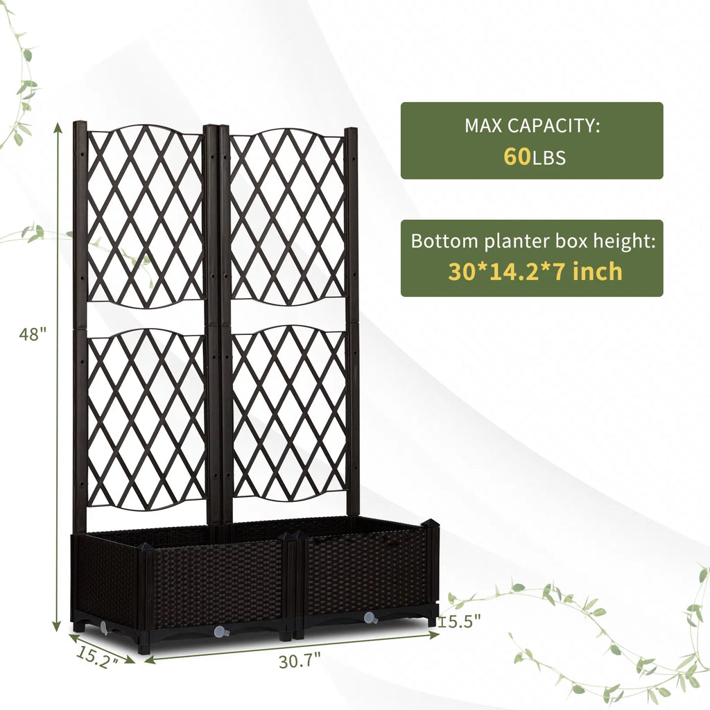 Wicker Trellis Planter Box, Raised Bed for Climbing Plants – image 6
