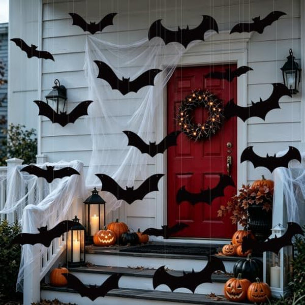 Hanging Bats Halloween Decorations 18 Pack 3D Flying Bats