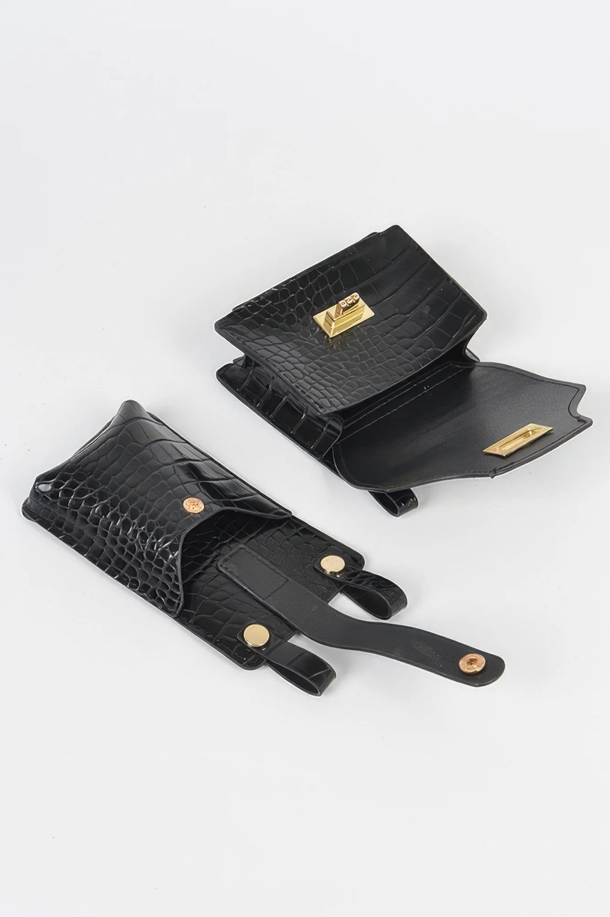 Double Belt Bag – Two Mini Pouch Waist Bag, Black – image 5