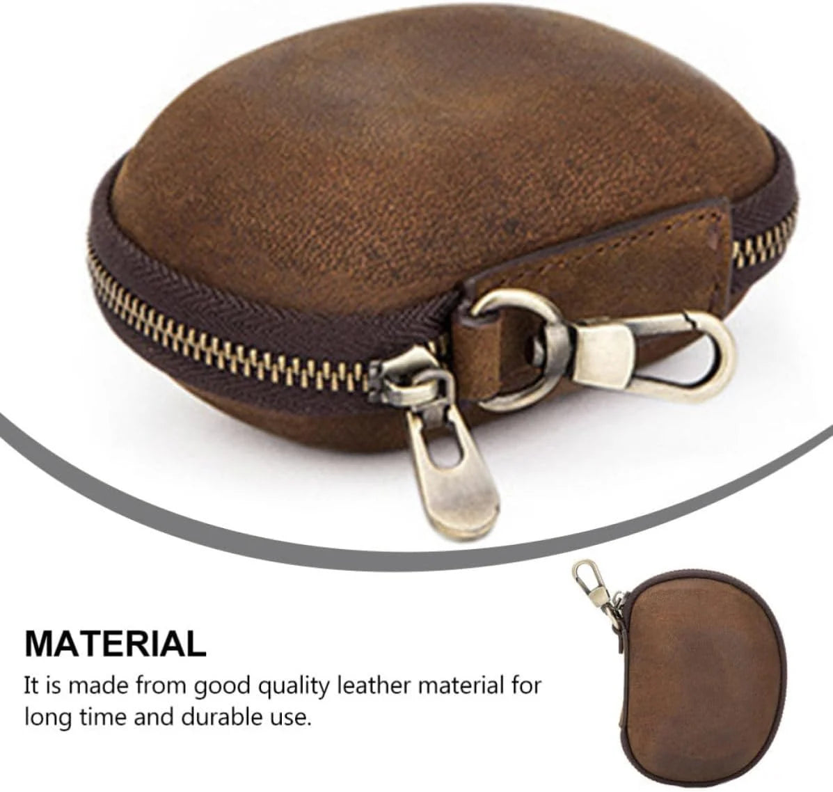 Leather Coin Pouch Keychain – Vintage Mini Coin Purse – image 7