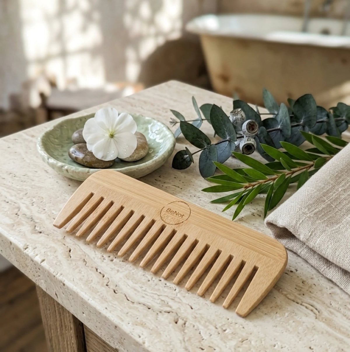 Bamboo Hair Comb – Natural Wooden Detangling Comb – image 2