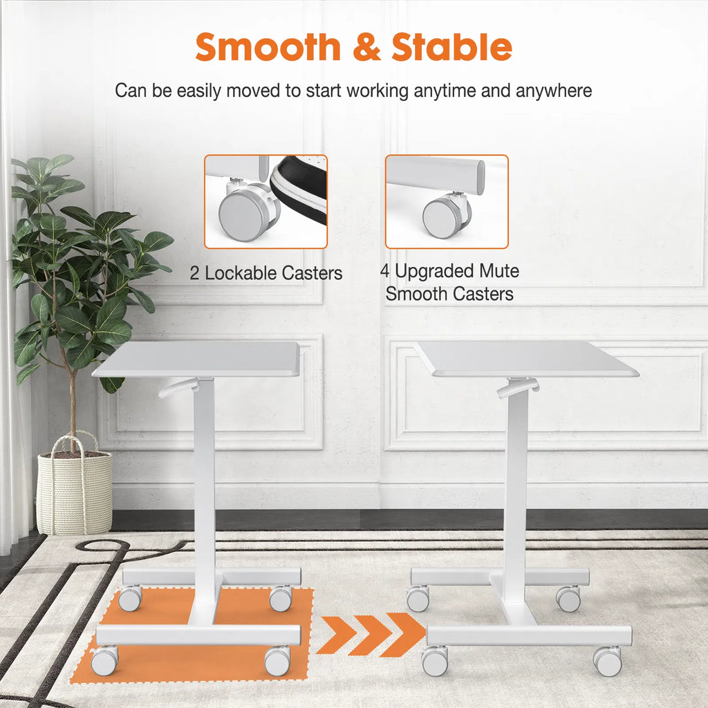 Pneumatic Rolling Laptop Cart, Height Adjustable 28.5-42.5 Inch – image 2