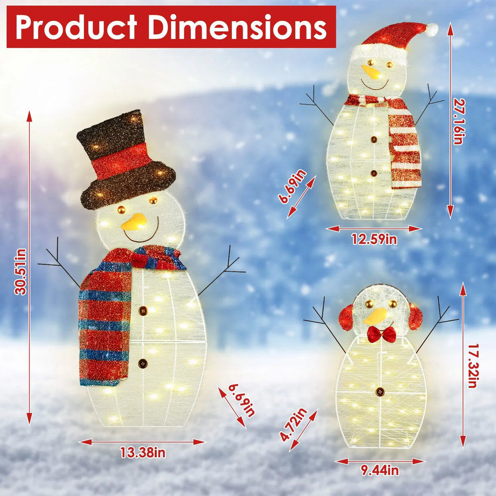 Lighted Snowman Family Yard Decoration Set of 3 With LED Strings – image 6