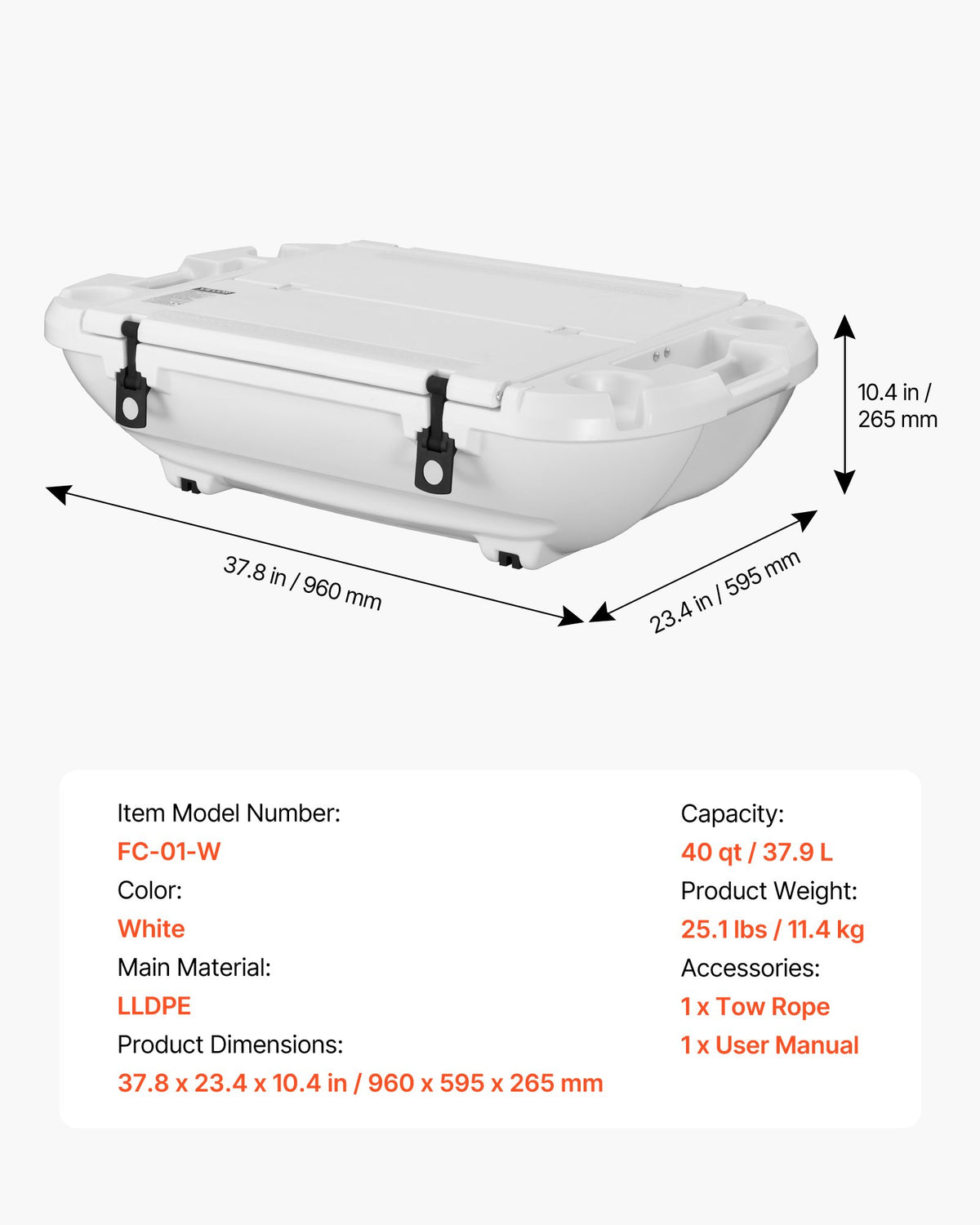 Floating Cooler 40 Qt with Dry Storage and Tow Rope – image 1