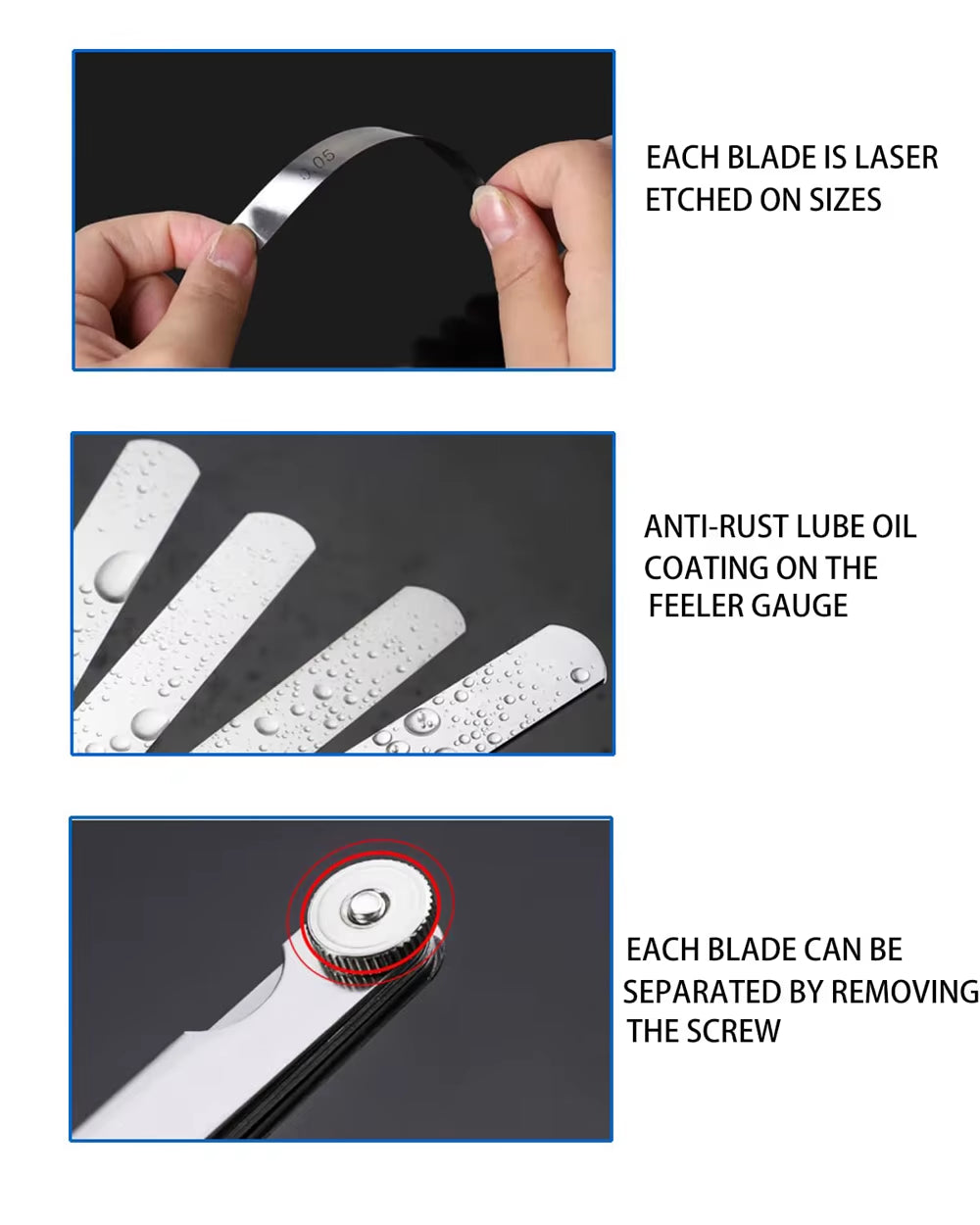 32 Blade Feeler Gauge Set - Stainless Steel Metric & SAE Valve Gap Gauge
