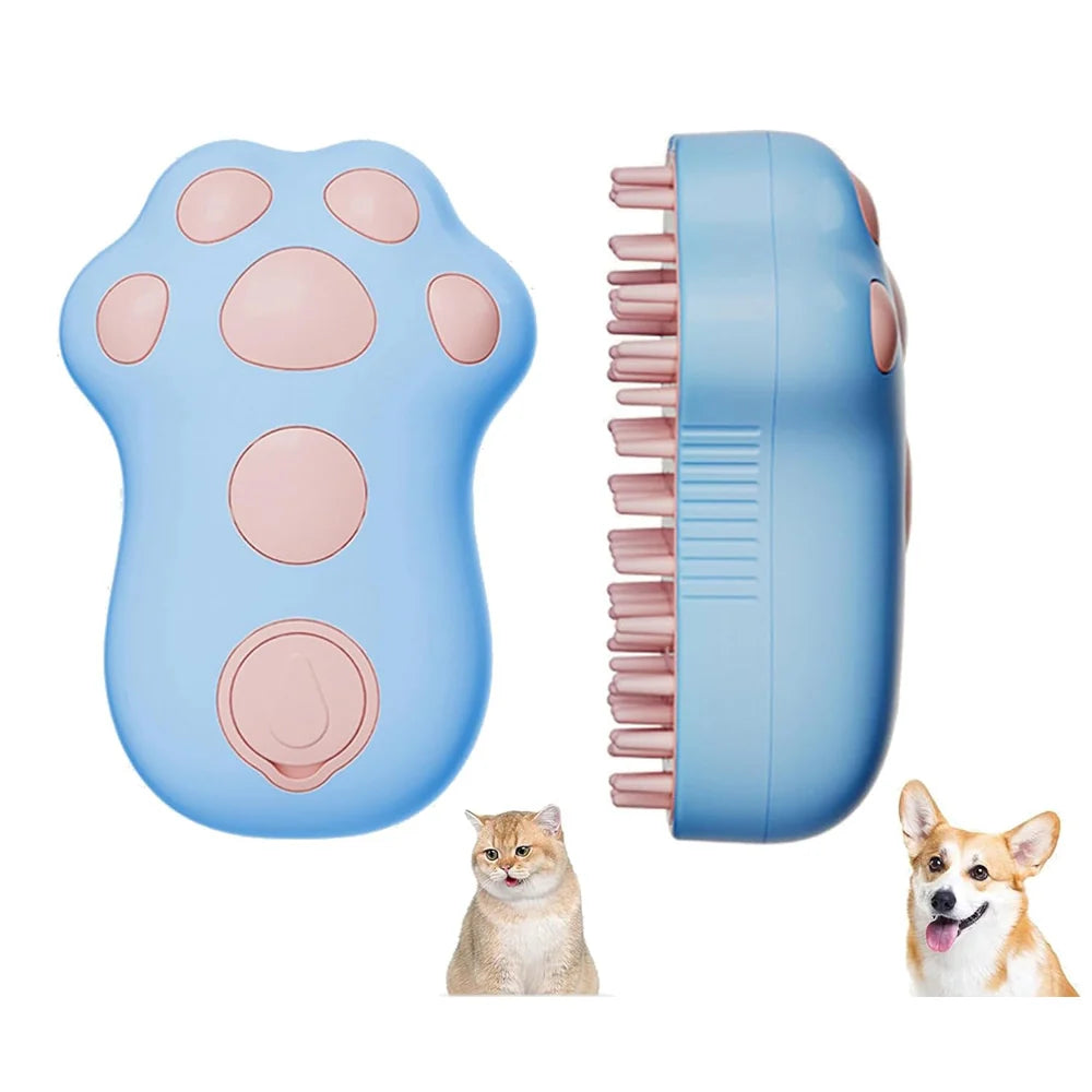 Pet Steam Grooming Brush Rechargeable Paw Shape Deshedding Comb