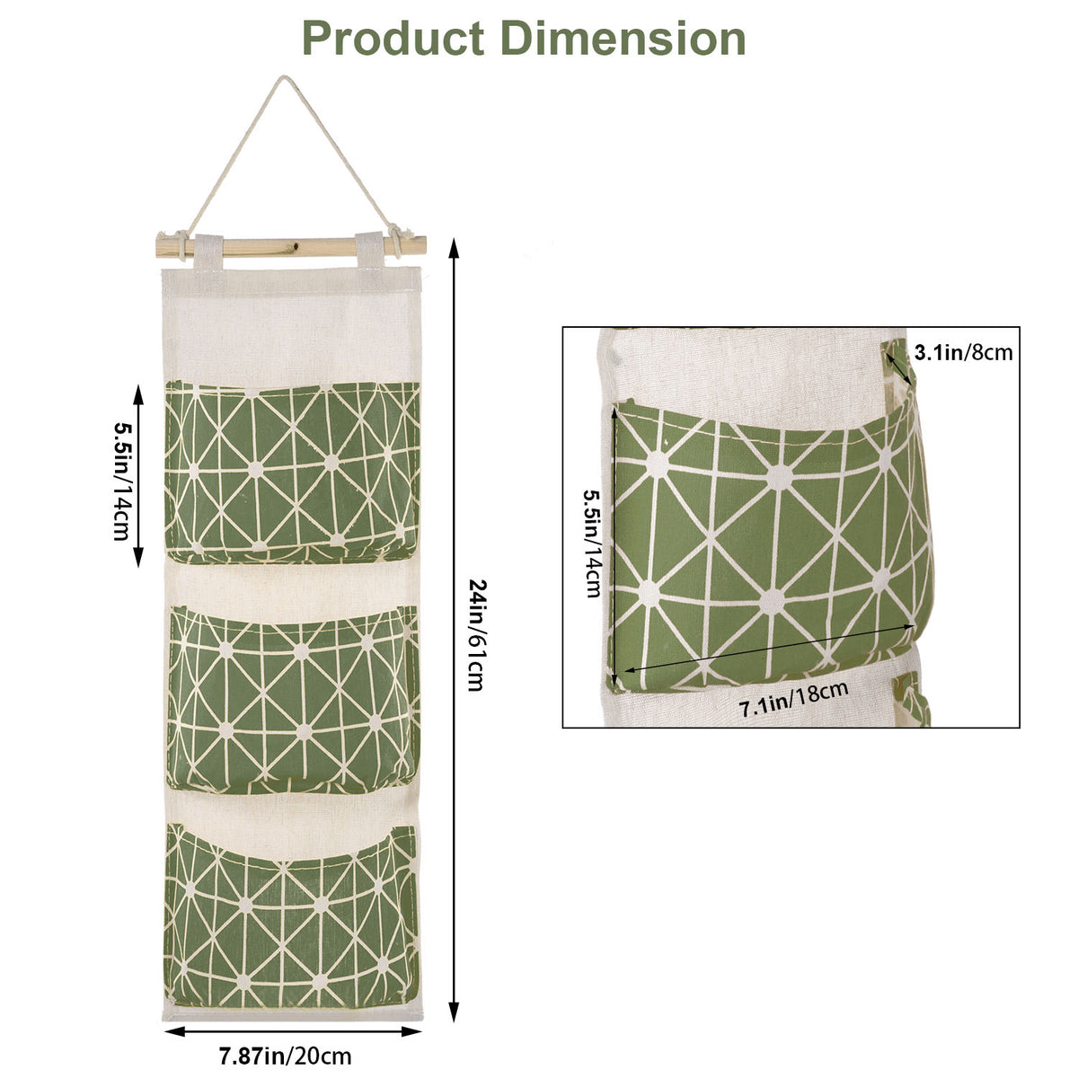 Hanging Wall Organizer - 3-Pocket Linen Door & Closet Storage Bag – image 7