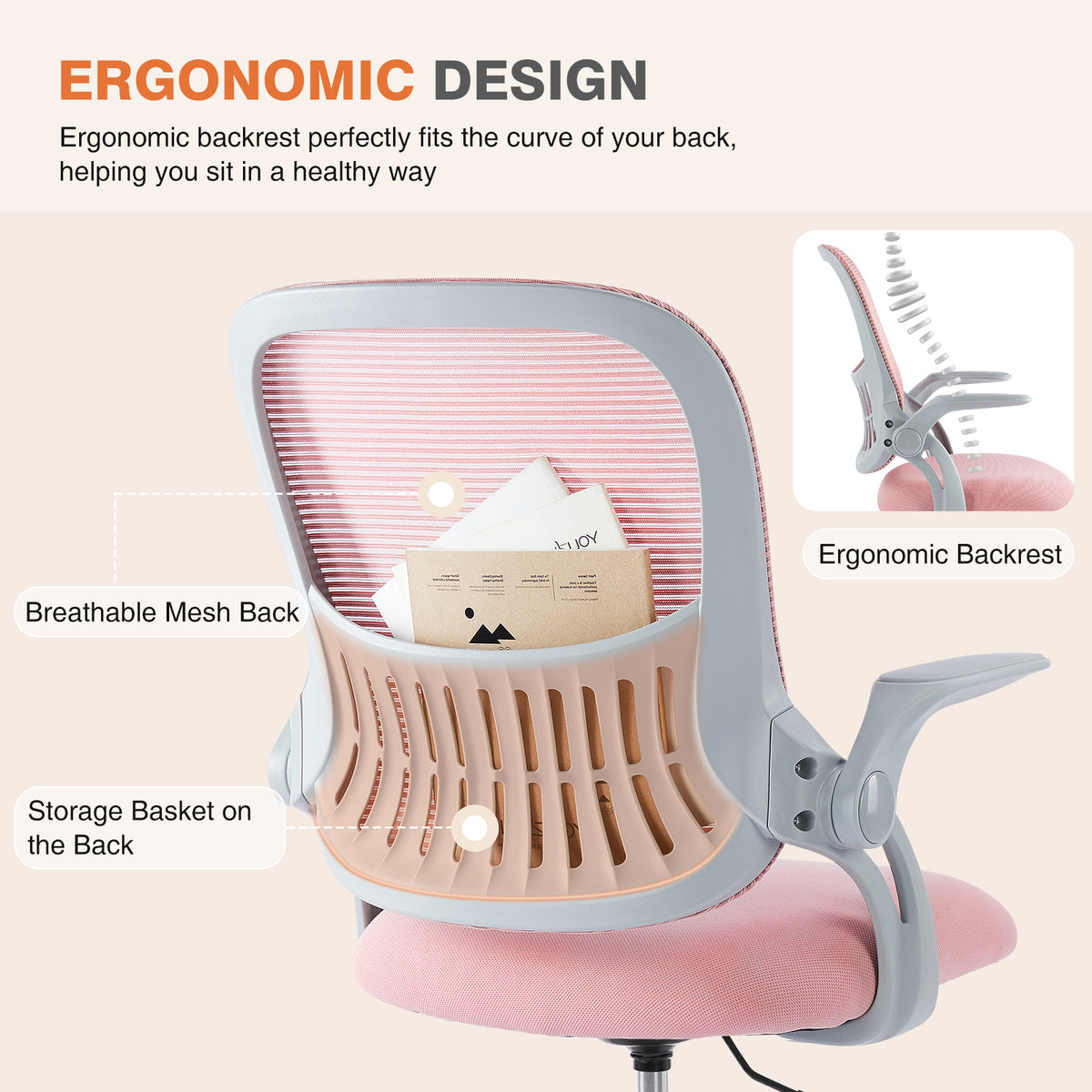 Tall Drafting Chair with Adjustable Foot Ring for Standing Desks, Pink – image 2