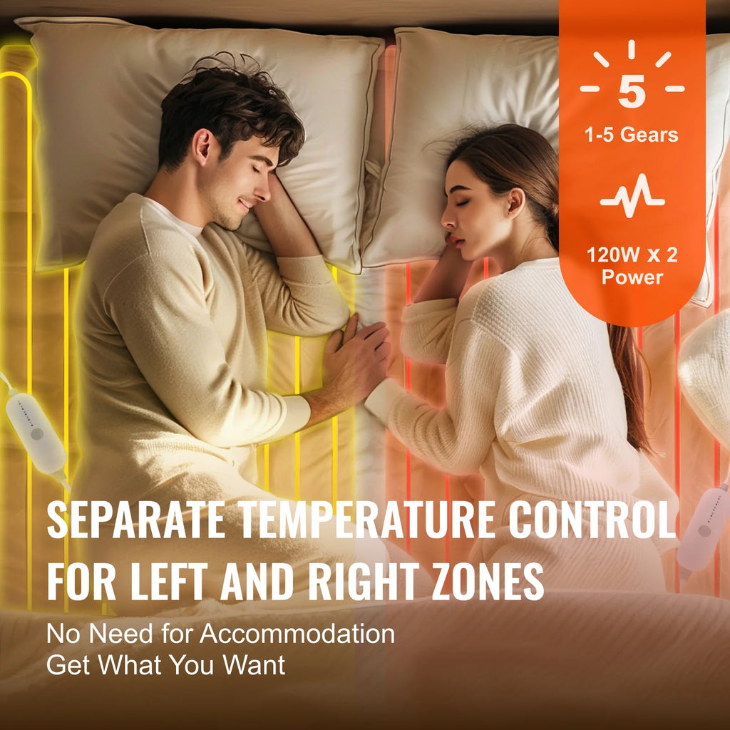 Heated Mattress Pad Queen 60x80 in, Dual Zone 5 Heat Settings – image 3